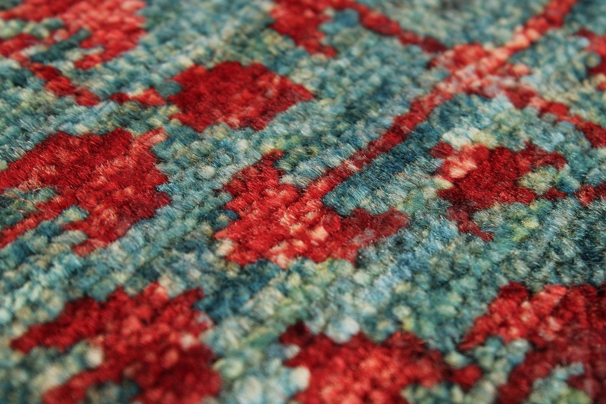 6x8 Light Blue and Gray Turkish Tribal Rug
