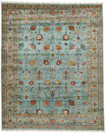 8x10 Light Blue and Multicolor Turkish Tribal Rug