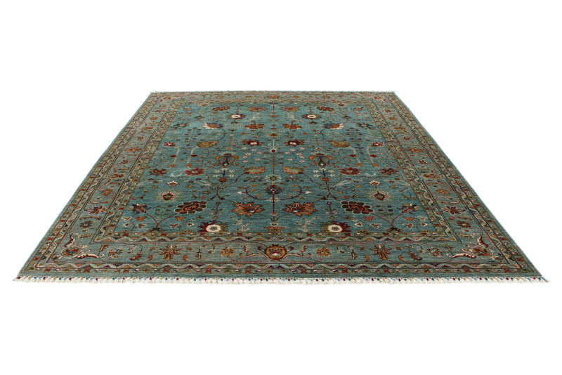 8x10 Light Blue and Multicolor Turkish Tribal Rug