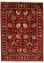 5x7 Burgundy and Multicolor Turkish Tribal Rug