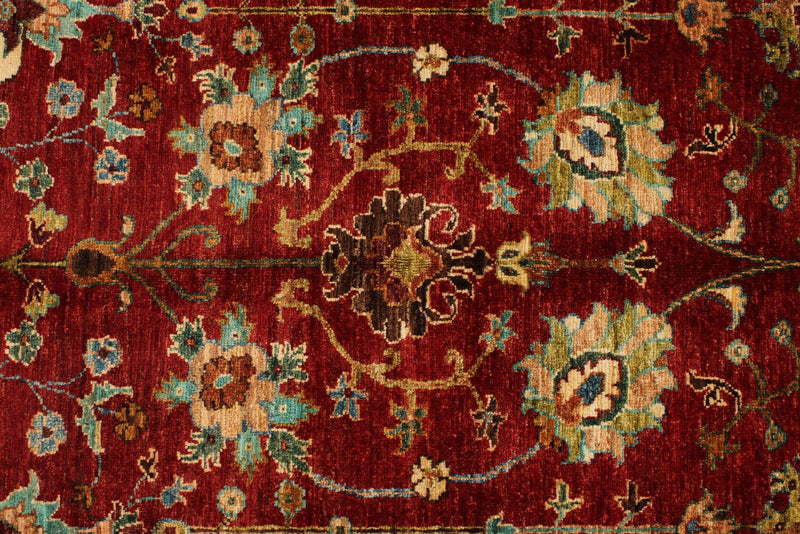 5x7 Burgundy and Multicolor Turkish Tribal Rug