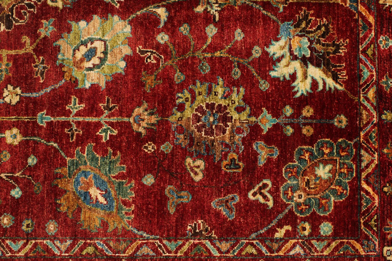 5x7 Burgundy and Multicolor Turkish Tribal Rug