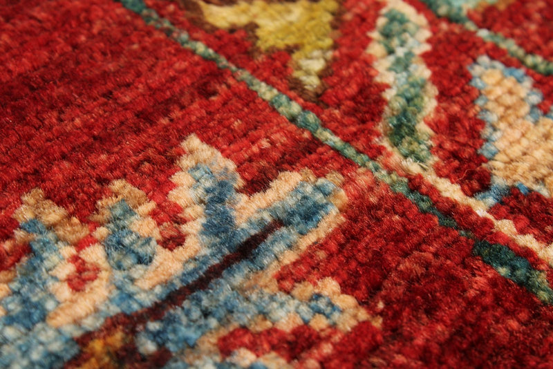 5x7 Burgundy and Multicolor Turkish Tribal Rug