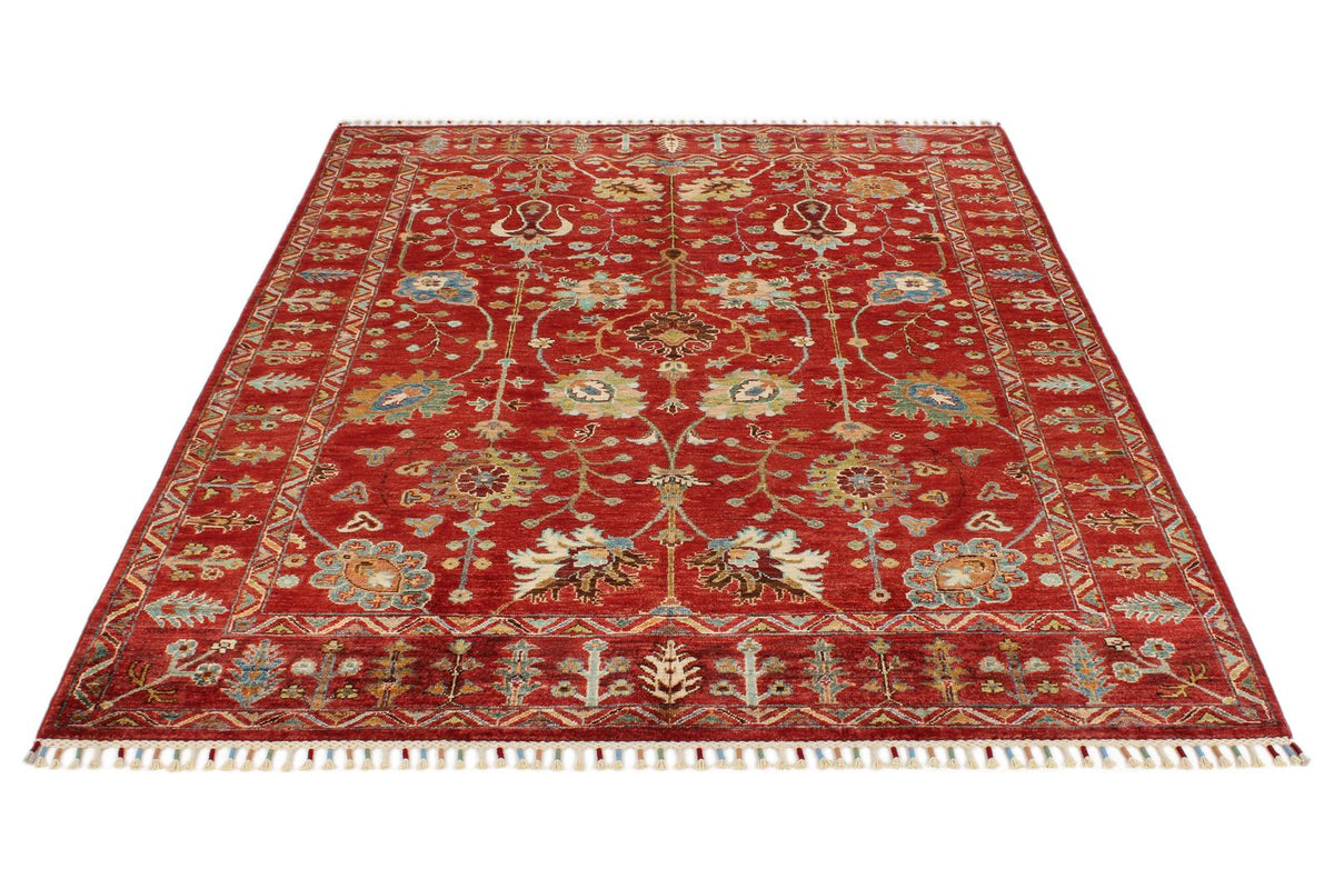 5x7 Burgundy and Multicolor Turkish Tribal Rug