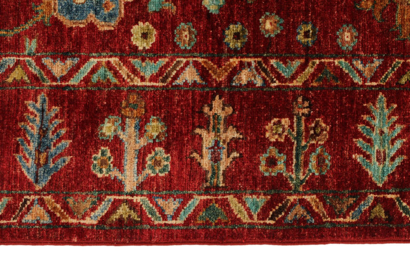 5x7 Burgundy and Multicolor Turkish Tribal Rug