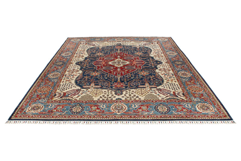 8x11 Ivory and Light Blue Persian Rug