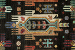 7x10 Black and Multicolor Turkish Tribal Rug