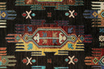 7x10 Black and Multicolor Turkish Tribal Rug