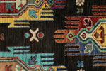 7x10 Black and Multicolor Turkish Tribal Rug