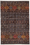 7x10 Brown and Multicolor Tribal Rug