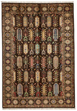 7x10 Brown and Multicolor Turkish Tribal Rug