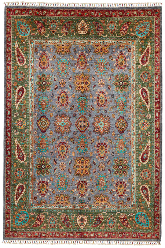 7x10 Gray and Purple Anatolian Traditional Rug