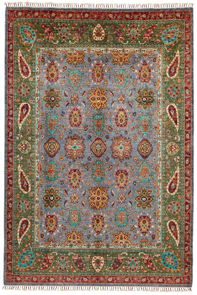 7x10 Gray and Purple Anatolian Traditional Rug