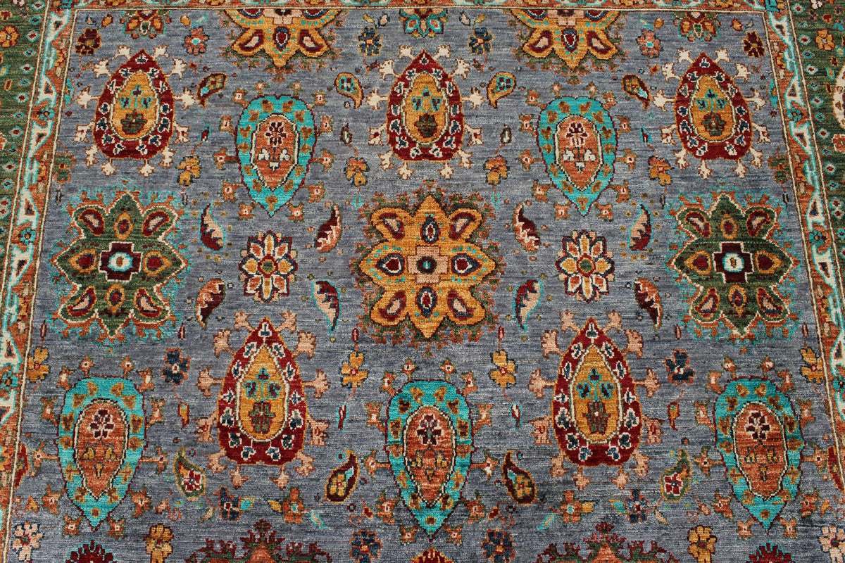 7x10 Gray and Purple Anatolian Traditional Rug