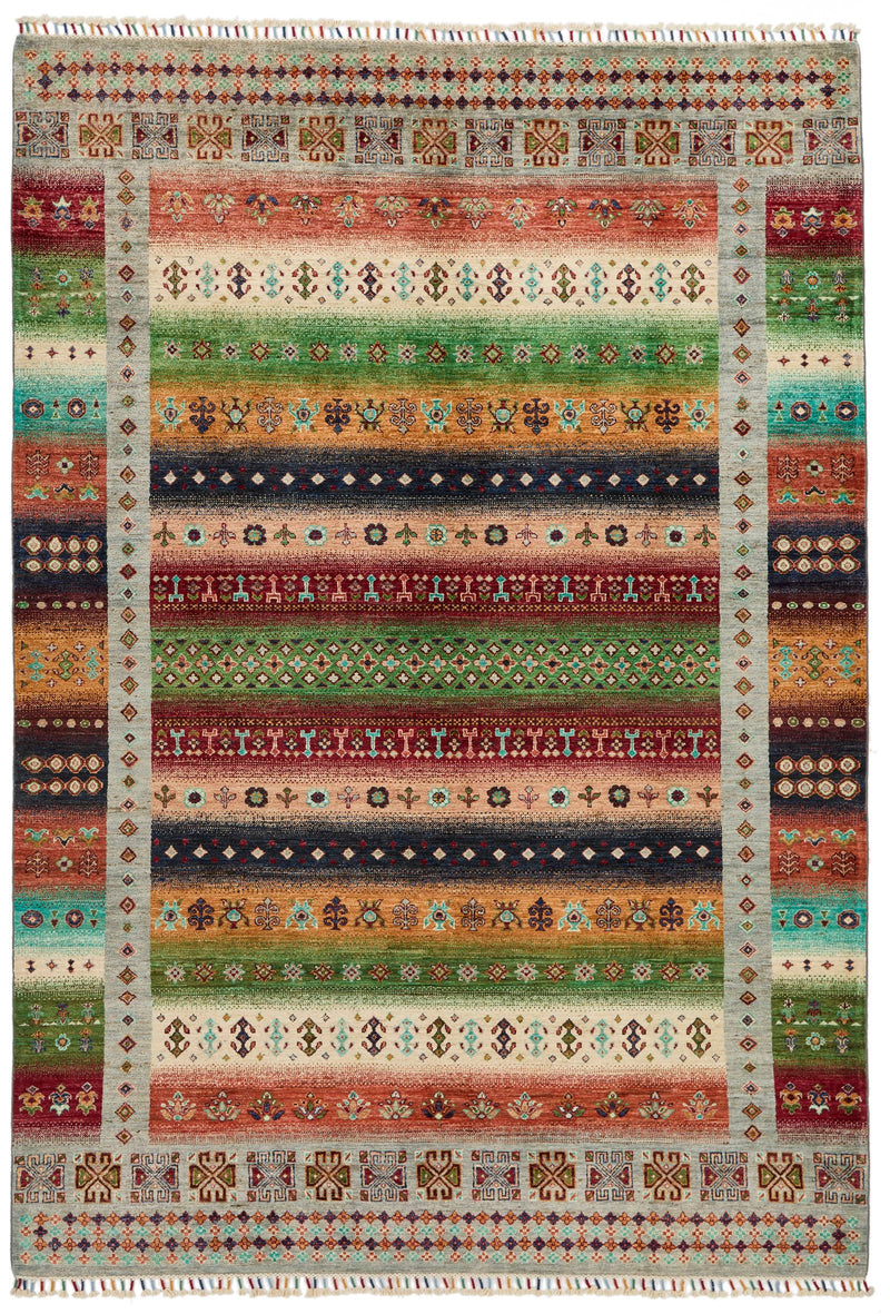 7x10 Multicolor Tribal Rug