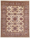 8x10 Ivory and Multicolor Kazak Tribal Rug