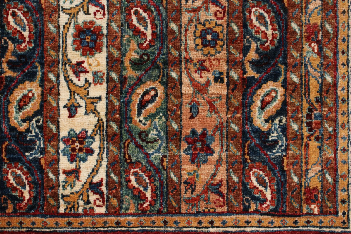 5x8 Multicolor and Red Turkish Tribal Rug