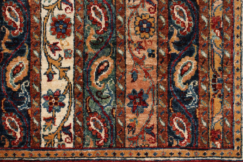 5x8 Multicolor and Red Turkish Tribal Rug