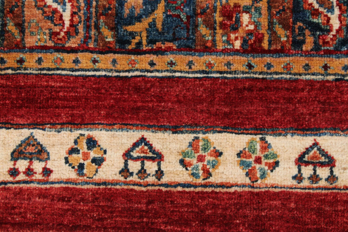 5x8 Multicolor and Red Turkish Tribal Rug