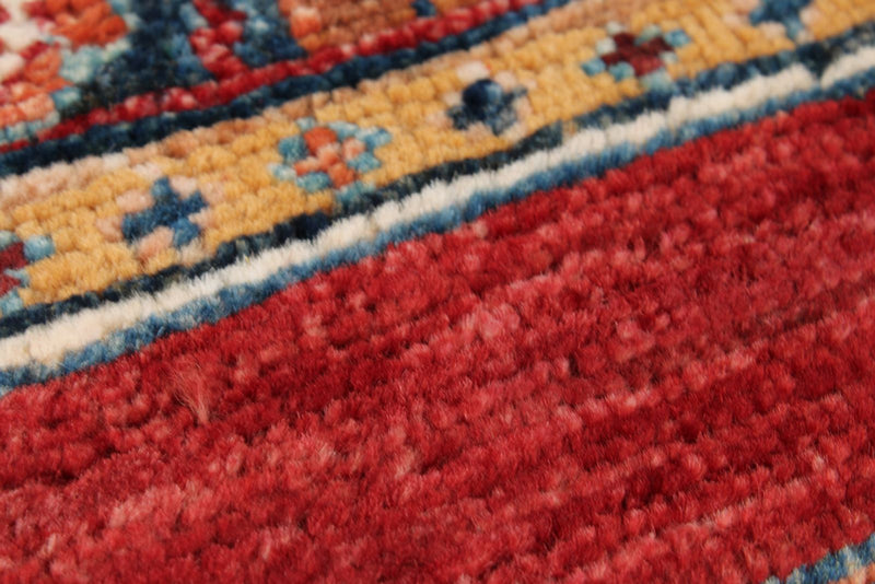 5x8 Multicolor and Red Turkish Tribal Rug