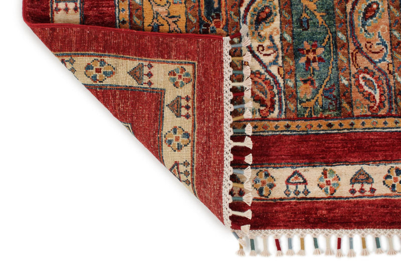 5x8 Multicolor and Red Turkish Tribal Rug