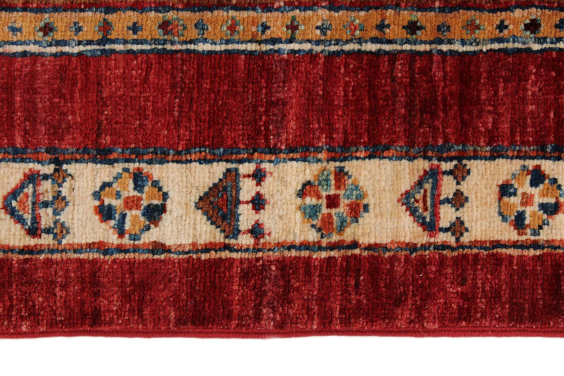 5x8 Multicolor and Red Turkish Tribal Rug