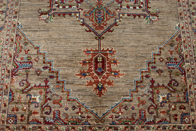 6x9 Light Camel and Multicolor Persian Rug