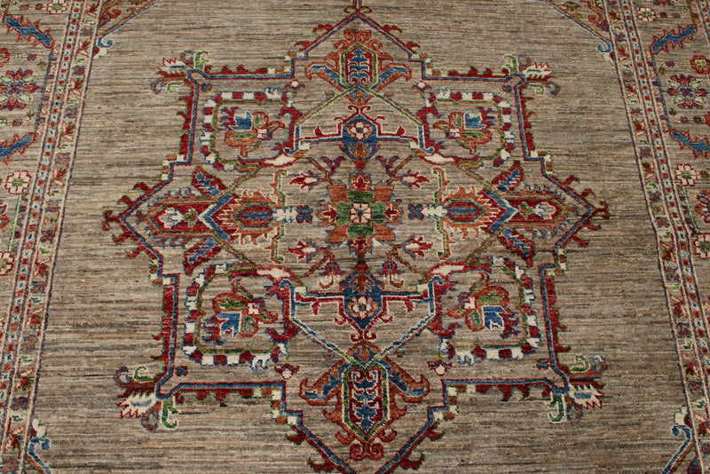 6x9 Light Camel and Multicolor Persian Rug