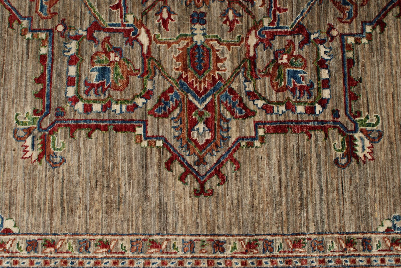 6x9 Light Camel and Multicolor Persian Rug
