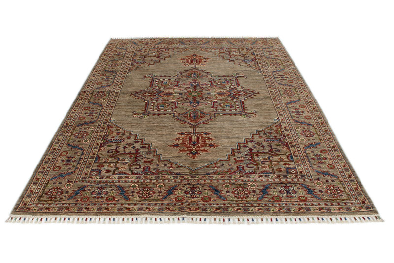 6x9 Light Camel and Multicolor Persian Rug