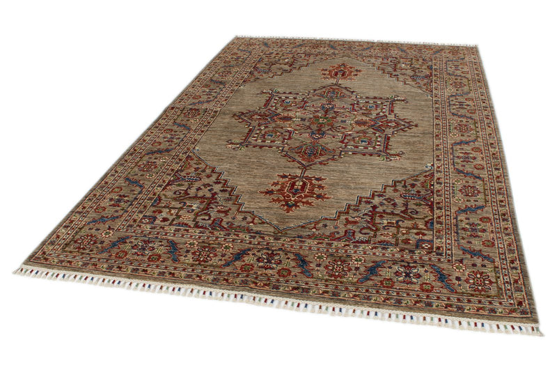 6x9 Light Camel and Multicolor Persian Rug