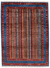 5x7 Multicolor and Navy Turkish Tribal Rug