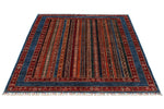 5x7 Multicolor and Navy Turkish Tribal Rug