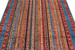 5x7 Multicolor and Navy Turkish Tribal Rug