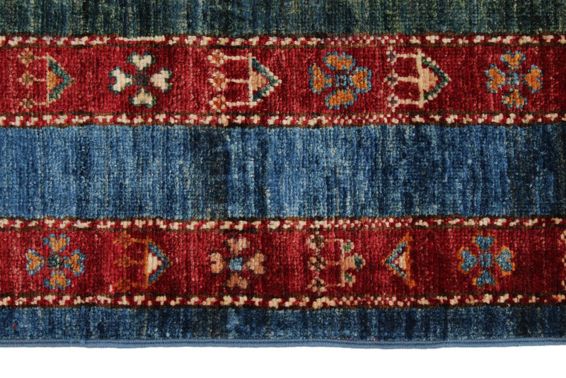 5x7 Multicolor and Navy Turkish Tribal Rug