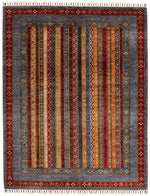 5x6 Multicolor and Gray Turkish Tribal Rug