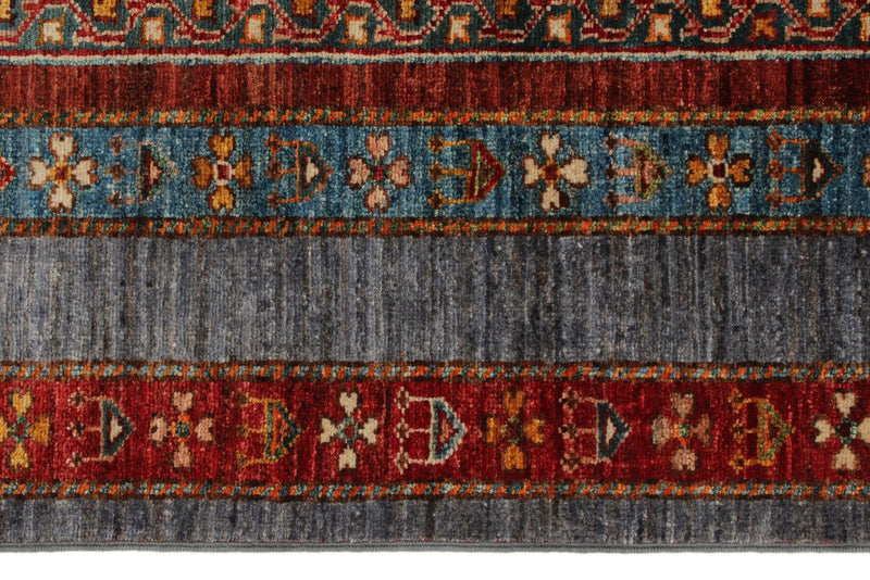 5x6 Multicolor and Gray Turkish Tribal Rug