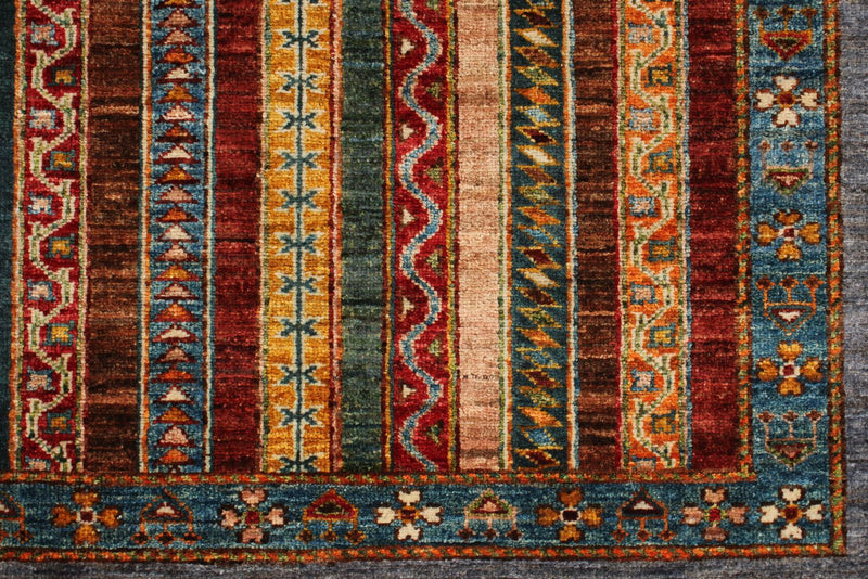 5x6 Multicolor and Gray Turkish Tribal Rug