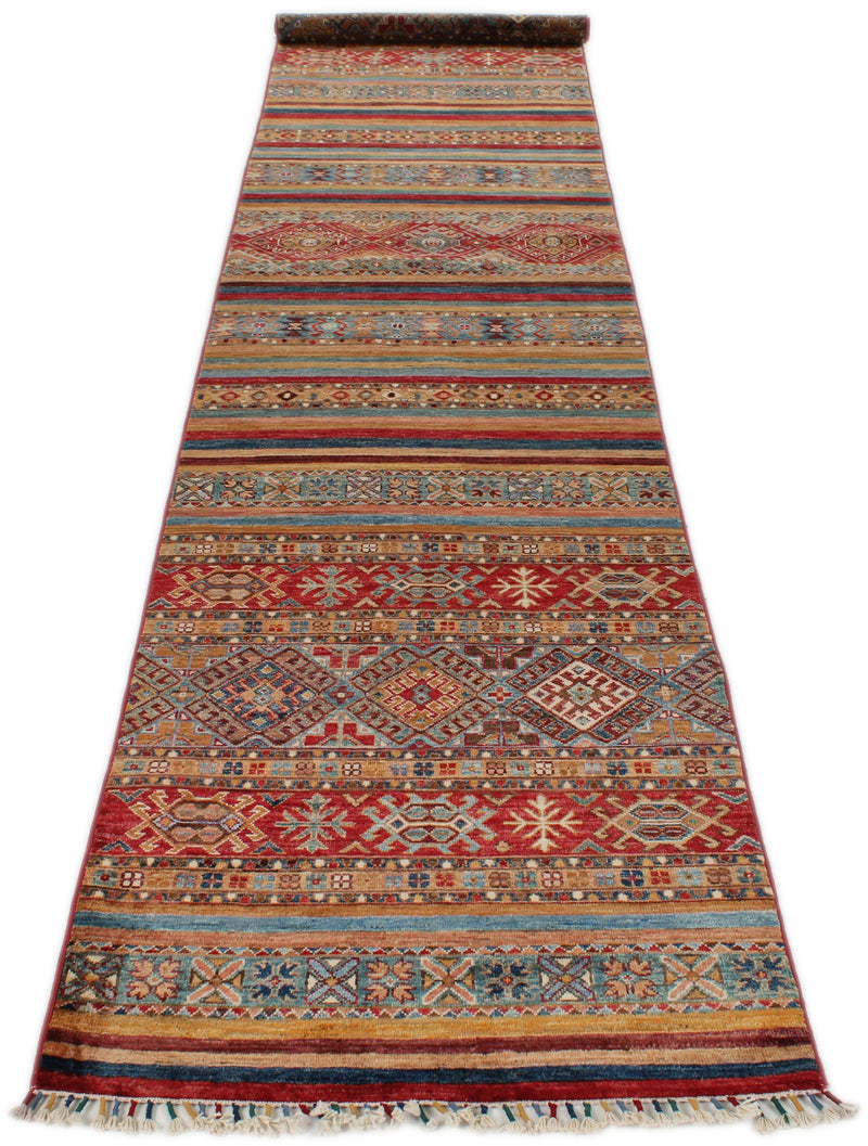 3x13 Red and Multicolor Tribal Runner