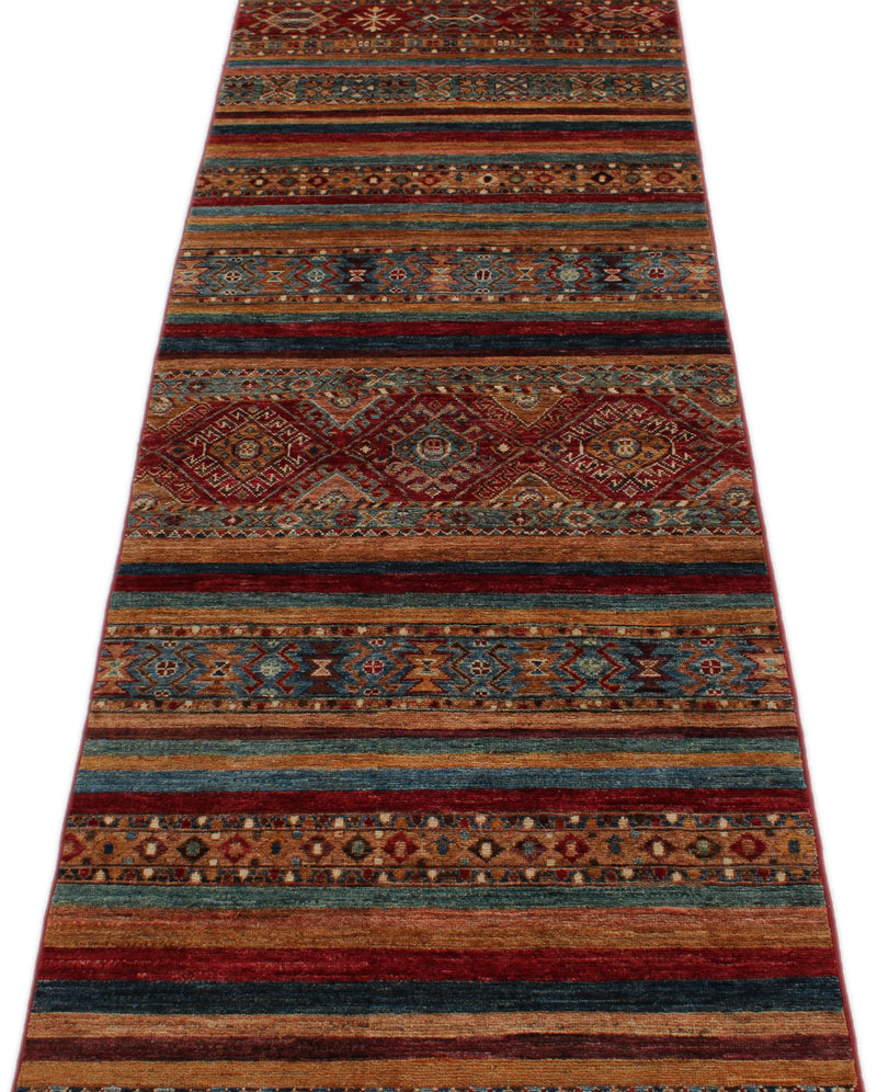 3x13 Red and Multicolor Tribal Runner