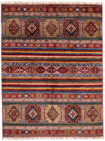 5x7 Red and Multicolor Tribal Rug