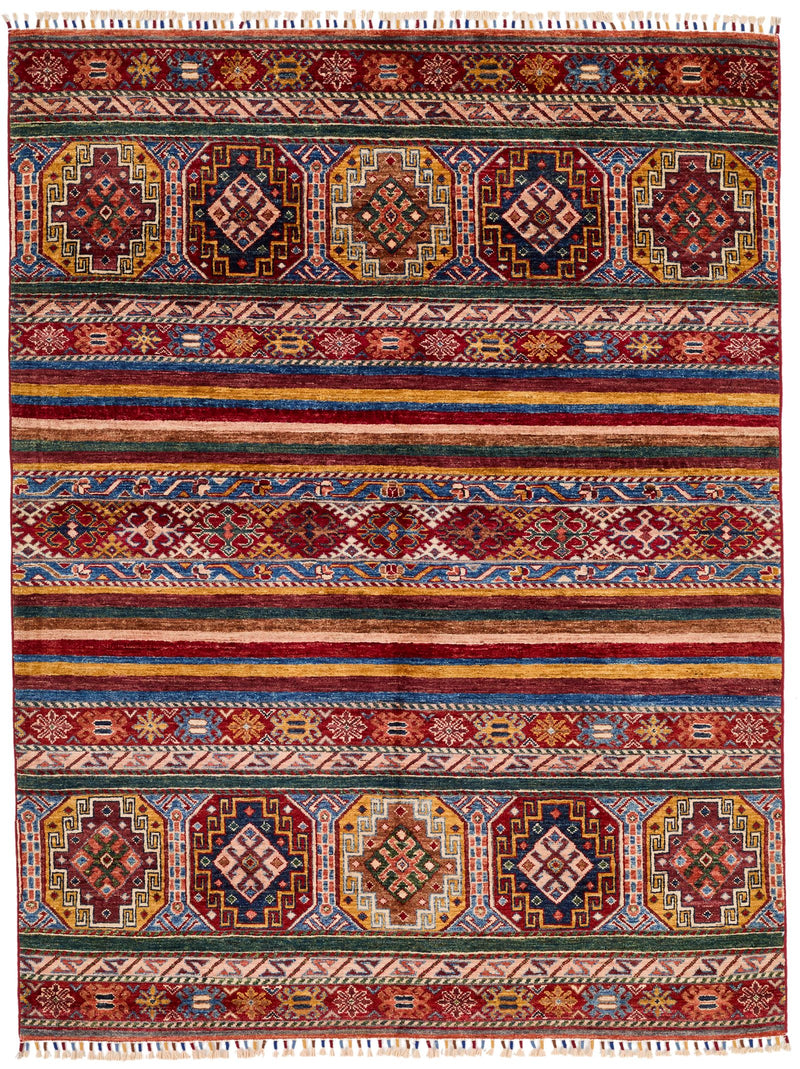 5x7 Red and Multicolor Tribal Rug