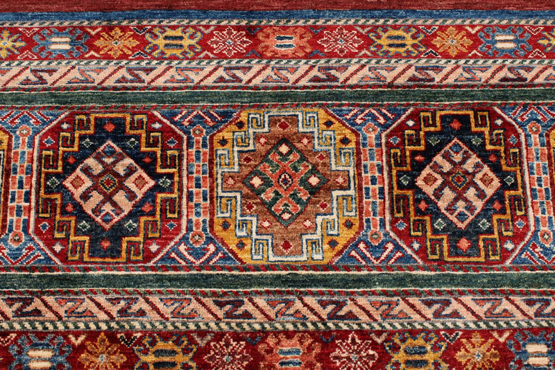 5x7 Red and Multicolor Tribal Rug