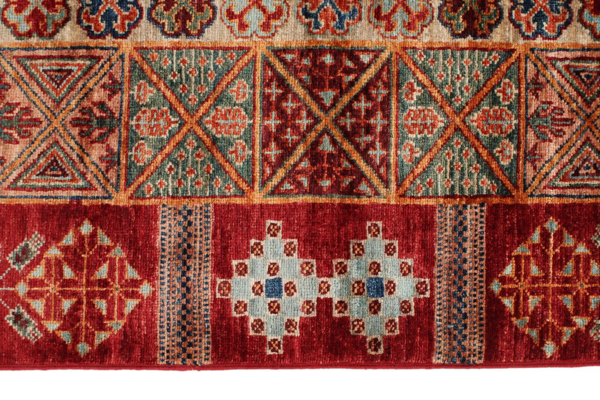 4x6 Red and Multicolor Tribal Rug