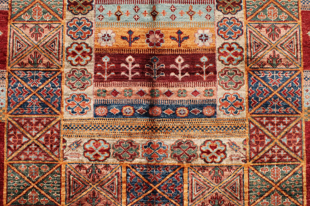 4x6 Red and Multicolor Tribal Rug
