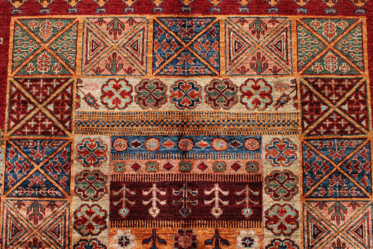 4x6 Red and Multicolor Tribal Rug