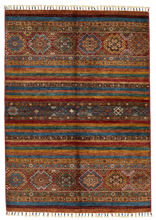 4x6 Red and Multicolor Tribal Rug