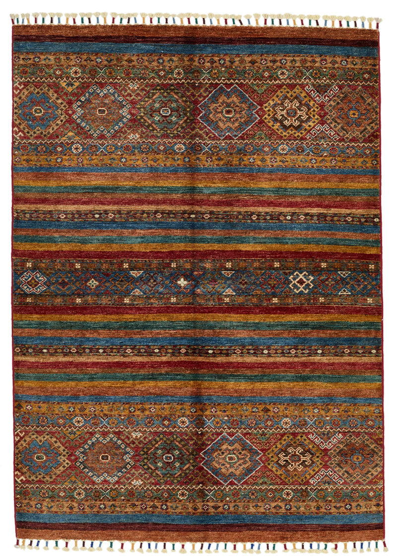 4x6 Red and Multicolor Tribal Rug