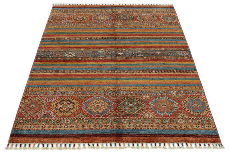 4x6 Red and Multicolor Tribal Rug