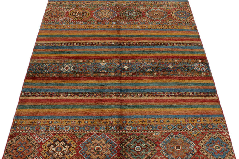 4x6 Red and Multicolor Tribal Rug